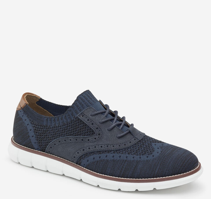 Johnston & Murphy Holden Knit Wingtip Oxfordskor Herr - Marinblå Finskor [MN5246871]